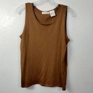 Liz Claiborne Tank Top Sweater Size M Brown Metallic Shimmer Business